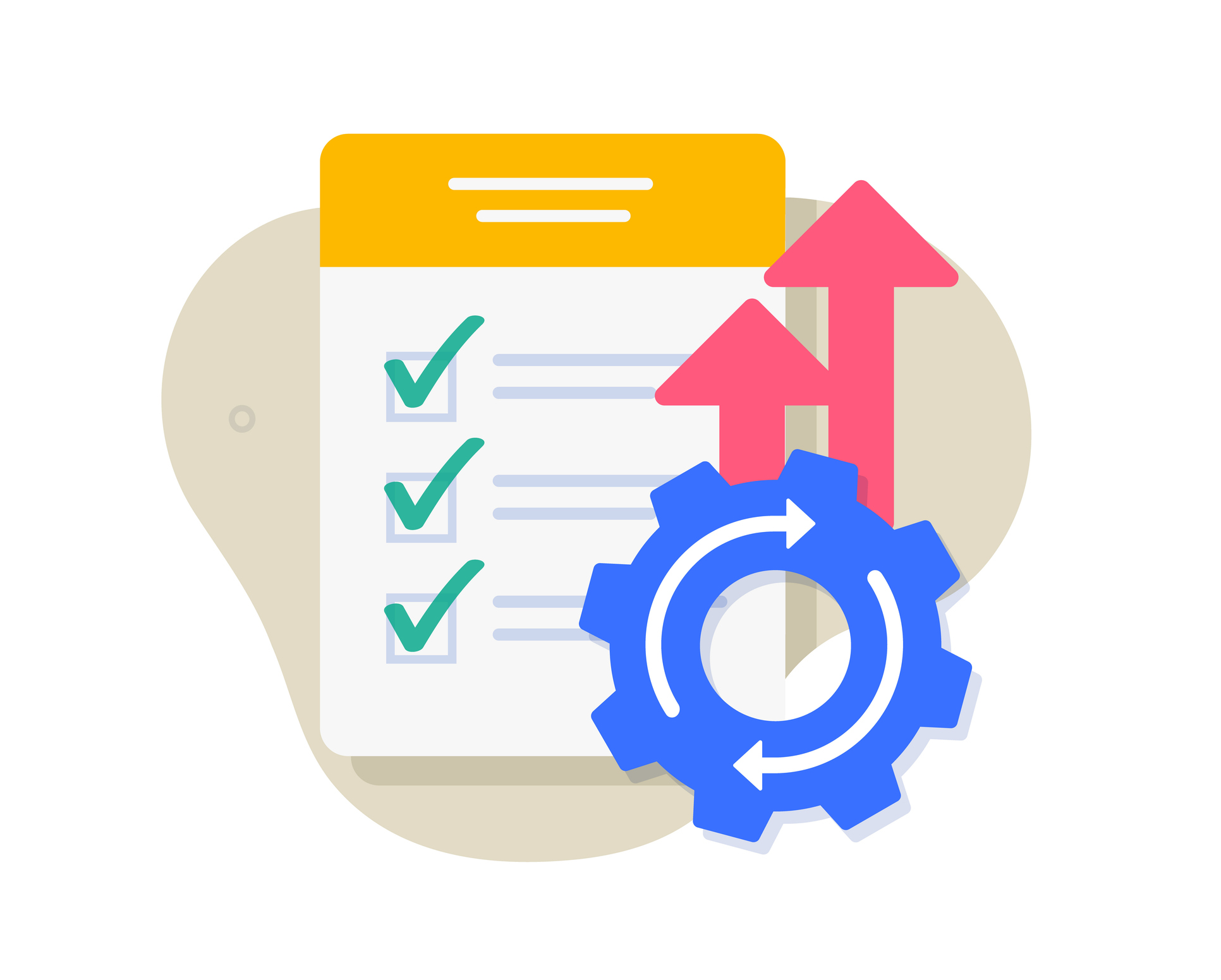 Business process boost improvement icon as effectivity operation automation project upgrade vector concept graphic, innovation implementation to task strategy to improve quality performance