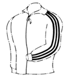 A black and white drawing of a person

Description automatically generated