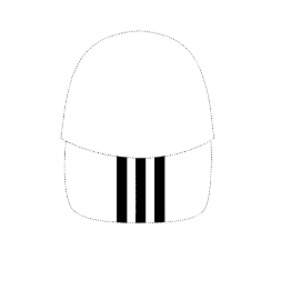 A black and white hat with stripes

Description automatically generated